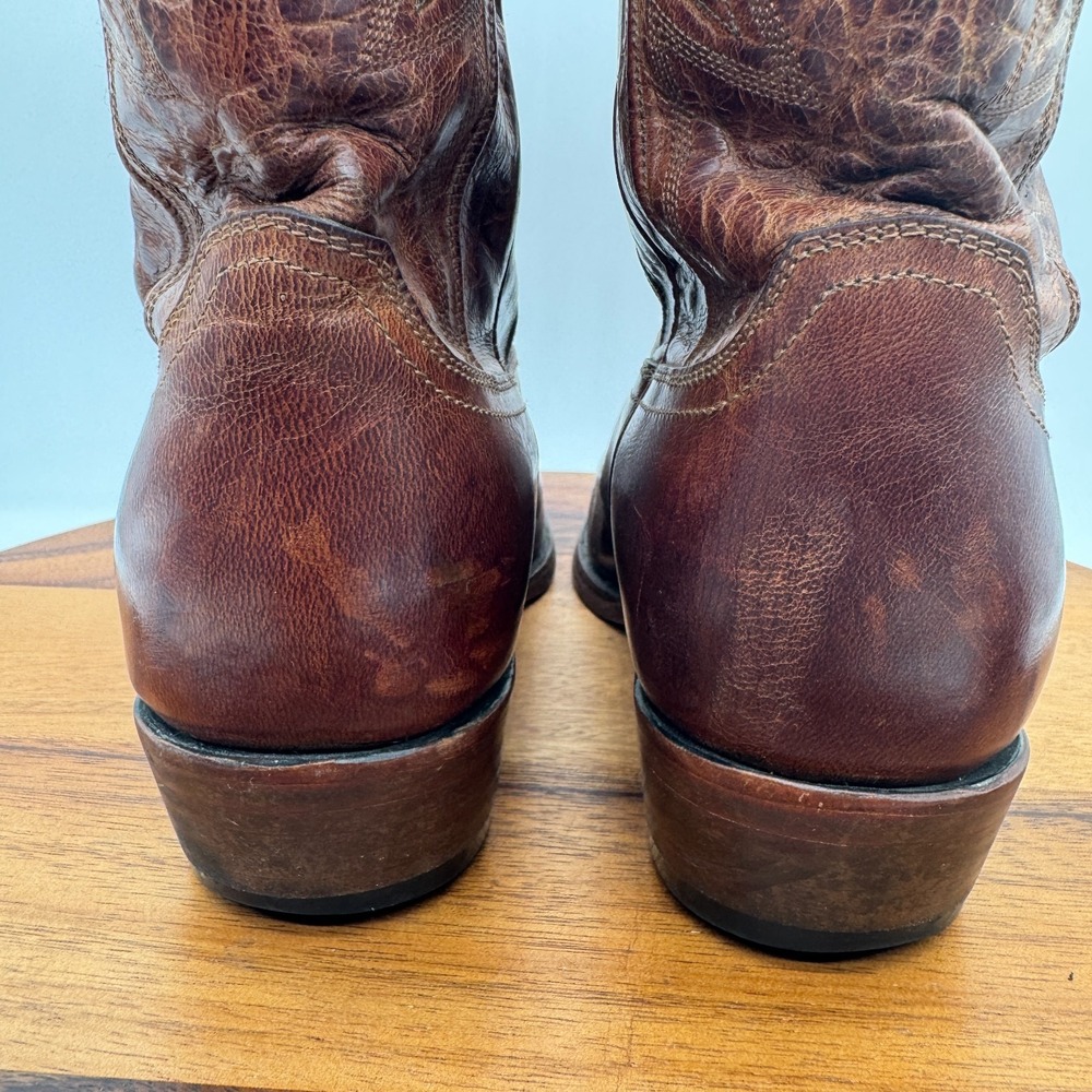 JRC & Sons Colton Mad Dog Boots Mens 9.5 Western Cowboy Brown Goat Leather - Picture 8 of 13